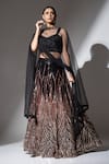 Shop_Ellemora fashions_Black Net Embellished Bead Sweetheart Delight Sequin Lehenga Set _Online_at_Aza_Fashions