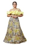 Ellemora fashions_Yellow Imported Net Melody Embroidered Lehenga With Blouse _Online_at_Aza_Fashions