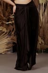 Ellemora fashions_Black Upada Embellished Cutdana Blouse Plunge Twilight Draped Skirt With Cape _at_Aza_Fashions