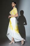 Ellemora fashions_Yellow Upada Hand Embroidery Floral Plunge Sunshine Tie-dye Delight Skirt Set _at_Aza_Fashions