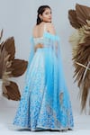 Shop_Ellemora fashions_Blue Upada Net Hand Embroidered Thread Sweetheart Bliss Blouse And Lehenga Set _at_Aza_Fashions