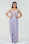 Buy_Ellemora fashions_Purple Blouse Upada Hand Embroidered Floral Tube lavender Pleated Skirt Set _at_Aza_Fashions