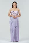 Ellemora fashions_Purple Blouse Upada Hand Embroidered Floral Tube lavender Pleated Skirt Set _Online_at_Aza_Fashions