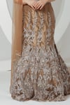 Buy_Ellemora fashions_Gold Net Embroidered Sequins One Shoulder Fishcut Lehenga Set_Online_at_Aza_Fashions