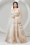 Buy_Ellemora fashions_Ivory Upada Embroidered Sequins V Neck Blouse Lehenga Set _at_Aza_Fashions