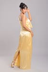 Shop_Ellemora fashions_Yellow Satin Plain Asymmetric Ruffle Layered Dress _at_Aza_Fashions