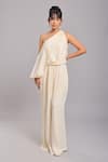 Buy_Ellemora fashions_Off White Dull Crepe Plain Asymmetric One Shoulder Jumpsuit _at_Aza_Fashions