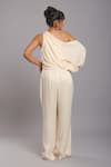 Ellemora fashions_Off White Dull Crepe Plain Asymmetric One Shoulder Jumpsuit _Online_at_Aza_Fashions