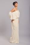 Buy_Ellemora fashions_Off White Dull Crepe Plain Asymmetric One Shoulder Jumpsuit _Online_at_Aza_Fashions