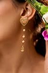 Shop_Esme by Aashna Dalmia_Gold Plated Swarovski Sweet Serenade Heart Carved Cutwork Earrings _Online_at_Aza_Fashions