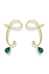 Esme by Aashna Dalmia_Emerald Green Stone Eternal Echo Tear Drop Carved Earrings _Online_at_Aza_Fashions