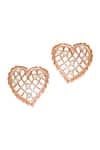 Buy_Esme by Aashna Dalmia_Rose Gold Pearl Whispering Heart Shaped Earrings _at_Aza_Fashions