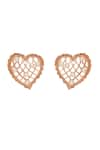 Esme by Aashna Dalmia_Rose Gold Pearl Whispering Heart Shaped Earrings _Online_at_Aza_Fashions