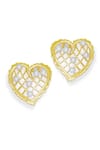 Shop_Esme by Aashna Dalmia_Gold Plated Pearl Whispering Heart Carved Cutwork Earrings _at_Aza_Fashions