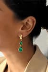 Shop_Esme by Aashna Dalmia_Emerald Green Swarovski Forever Yours Tear Drop Carved Earrings_Online_at_Aza_Fashions