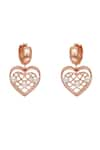 Buy_Esme by Aashna Dalmia_Rose Gold Swarovski Melodic Muse Heart Shaped Drop Earrings _at_Aza_Fashions