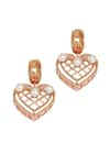 Shop_Esme by Aashna Dalmia_Rose Gold Swarovski Melodic Muse Heart Shaped Drop Earrings _at_Aza_Fashions