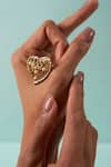 Buy_Esme by Aashna Dalmia_Gold Plated Pearl Loves Vow Heart Shaped Cutwork Ring _at_Aza_Fashions