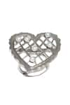 Buy_Esme by Aashna Dalmia_Silver Plated Pearl Loves Vow Embellished Cutwork Ring _at_Aza_Fashions