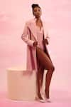 Buy_Orthodox_Pink Banana Crepe Embroidered Aari Lapel Collar Eternal Arbor Neck Long Jacket _at_Aza_Fashions