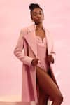 Shop_Orthodox_Pink Banana Crepe Embroidered Aari Lapel Collar Eternal Arbor Neck Long Jacket _at_Aza_Fashions