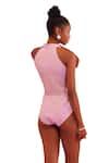 Buy_Orthodox_Pink Banana Crepe Aari Halter Blossom Neck Bodysuit _Online_at_Aza_Fashions