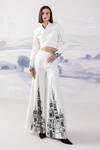 Buy_Orthodox_White Banana Crepe Embroidery Aari Centurion Chic Border Flared Trouser _at_Aza_Fashions