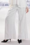 Orthodox_White Banana Crepe Flared Solid Trouser _Online_at_Aza_Fashions