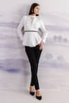 Buy_Orthodox_White Crepe High Neck Peplum Top _at_Aza_Fashions