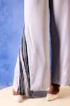 Orthodox_Grey Banana Crepe Placement Embroidery Aari Heba Overlap Slit Trouser_Online_at_Aza_Fashions