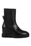 JVAM_Black Plain Robin Wedge Boots _Online_at_Aza_Fashions