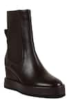 Buy_JVAM_Brown Plain Robin Leather Wedge Boots _at_Aza_Fashions