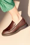 Buy_JVAM_Brown Emmett Solid Flared Heel Moccasins _at_Aza_Fashions