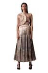 JYOTI SACHDEV IYER_Grey Organza Tissue Printed City Pleated Skirt _Online_at_Aza_Fashions