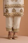 Shop_OHH CROW_Ivory Crepe Hand Embroidered Sequins Round Paisley Motif Kurta Pant Set _Online_at_Aza_Fashions