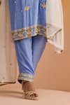 OHH CROW_Blue Crepe Hand Embroidered Sequins V-neck Kurta Pant Set _Online_at_Aza_Fashions