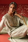 Shop_OHH CROW_Green Raw Silk Hand Embroidered Sequins Scoop And Zari Kurta Pant Set 