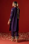 Shop_OHH CROW_Purple Chanderi Hand Embroidered Sequins V-neck Zari And Kurta Pant Set _at_Aza_Fashions