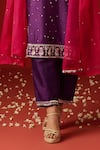 OHH CROW_Purple Raw Silk Hand Embroidered Sequins Notched Zari And Kurta Set _at_Aza_Fashions