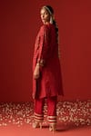 OHH CROW_Maroon Chanderi Hand Embroidered Sequins Scoop Zari Kurta Set _Online_at_Aza_Fashions