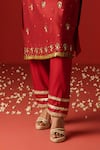 Shop_OHH CROW_Maroon Chanderi Hand Embroidered Sequins Scoop Zari Kurta Set _Online_at_Aza_Fashions