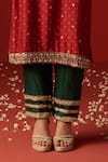 Buy_OHH CROW_Maroon Chanderi Hand Embroidered Sequins Notched Zari Kurta Pant Set 