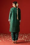 Shop_OHH CROW_Green Chanderi Hand Embroidered Sequins V-neck Zari Kurta Set _at_Aza_Fashions