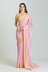 Buy_Mint N Oranges_Pink Chanderi Woven Zari Pure Saree With Unstitched Blouse Piece _at_Aza_Fashions