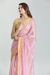 Buy_Mint N Oranges_Pink Chanderi Woven Zari Pure Saree With Unstitched Blouse Piece _Online_at_Aza_Fashions