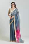 Buy_Mint N Oranges_Grey Chanderi Woven Saree With Unstitched Blouse Fabric_at_Aza_Fashions