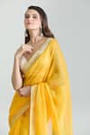 Mint N Oranges_Yellow Chanderi Woven Saree With Unstitched Blouse Piece_at_Aza_Fashions