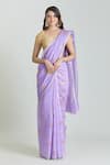 Buy_Mint N Oranges_Purple Pure Chanderi Woven Polka Saree With Unstitched Blouse Piece _at_Aza_Fashions