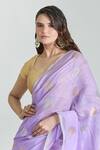 Buy_Mint N Oranges_Purple Pure Chanderi Woven Polka Saree With Unstitched Blouse Piece _Online_at_Aza_Fashions