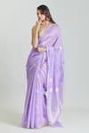 Shop_Mint N Oranges_Purple Pure Chanderi Woven Polka Saree With Unstitched Blouse Piece _Online_at_Aza_Fashions